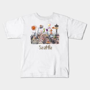 POP ART Crazy City of Seattle Kids T-Shirt